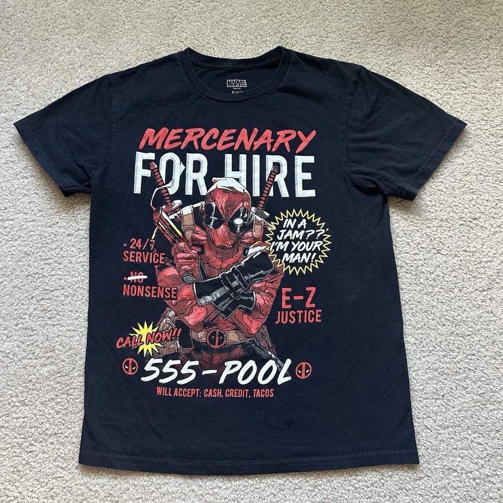 Marvel Deadpool Chibi Maximum Effort Men's Graphic T-Shirt Black Sz S